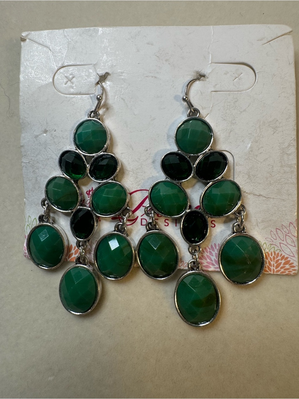New Premier Designs Green Multi-Stone Dangle Earrings